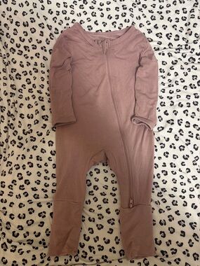 BAMBOO Mauve/Pink Zippered Baby Pajamas